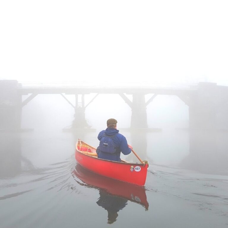 winter open canoe Racquety Farm CANOEING WYE VALLEY RIVER WYE HAY ON WYE